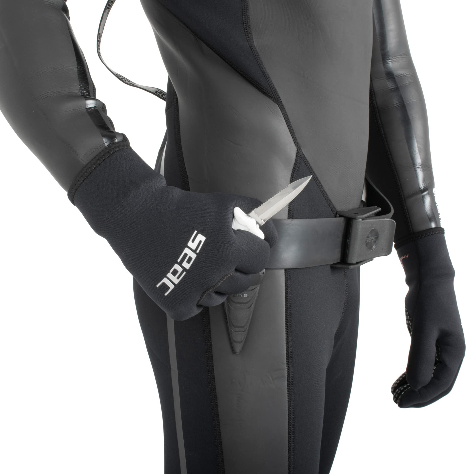 Seac Samurai, Tauchermesser für das Speerfischen und Tauchen, Unterwasserdolch mit Klettband