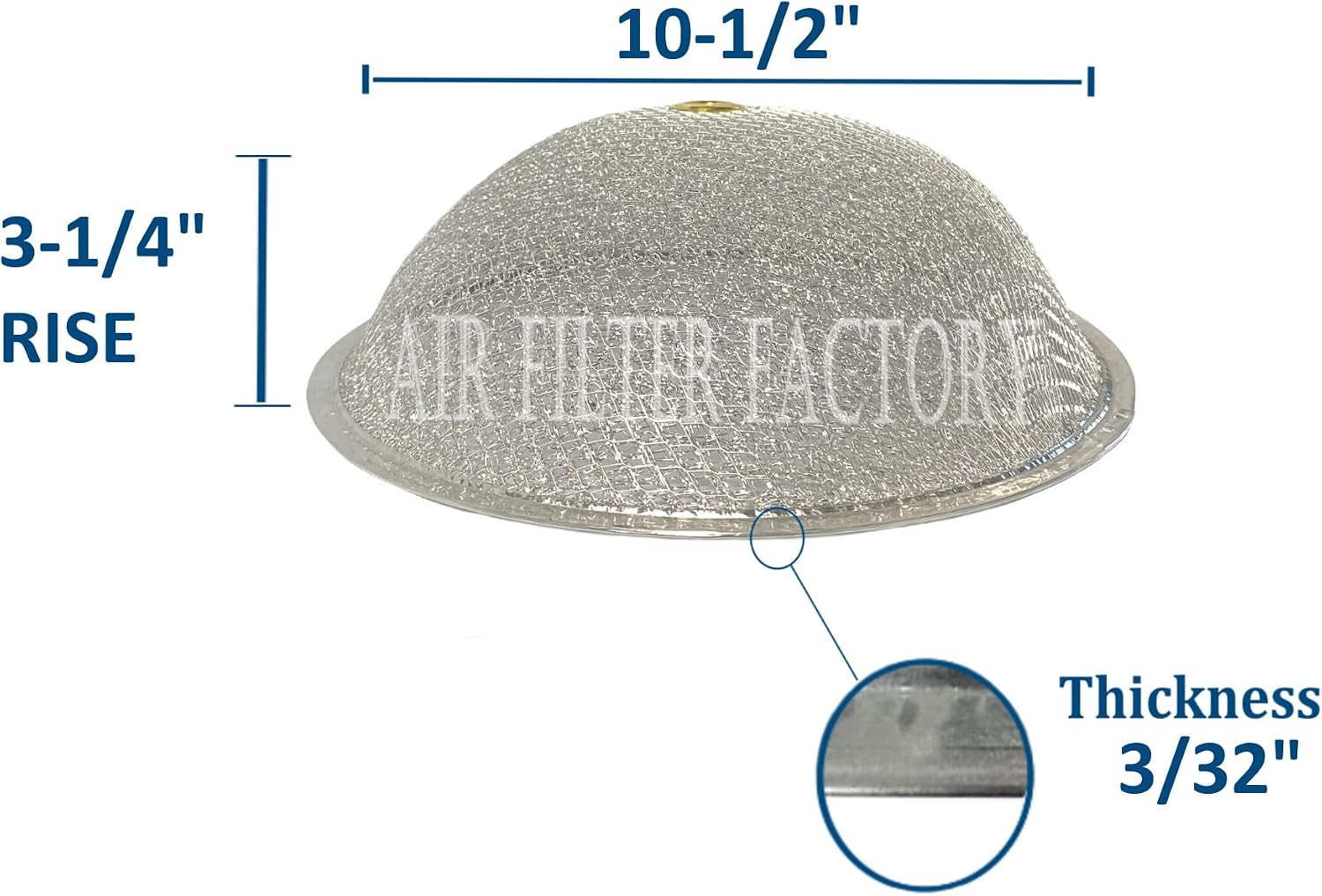 Air Filter Factory 10-1/2 Inches X 3-1/4 Inch Rise With Center Hole Dome Range Hood Aluminum Grease Filters 2-Pack