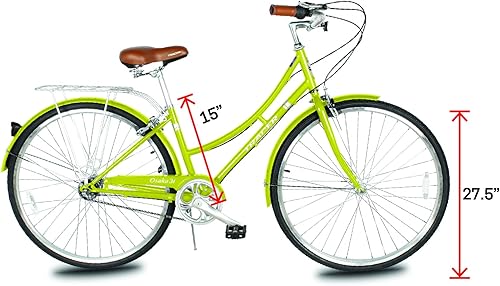 Vista 148 de Tracer Osaka - Bicicletas híbridas, marco de acero, Shimano Nexus Inter 3/7 velocidades, agarre marrón asiento marrón, bicicleta de carretera