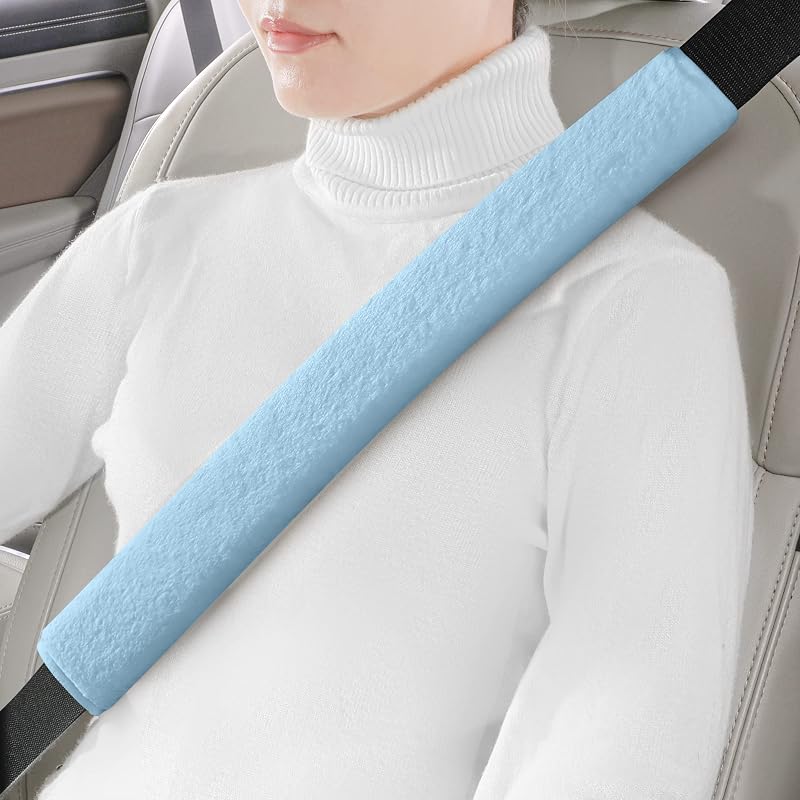 Capa acolchoada para cinto de segurança LACDL em pelúcia macia, 40 cm, azul – 1 unidade