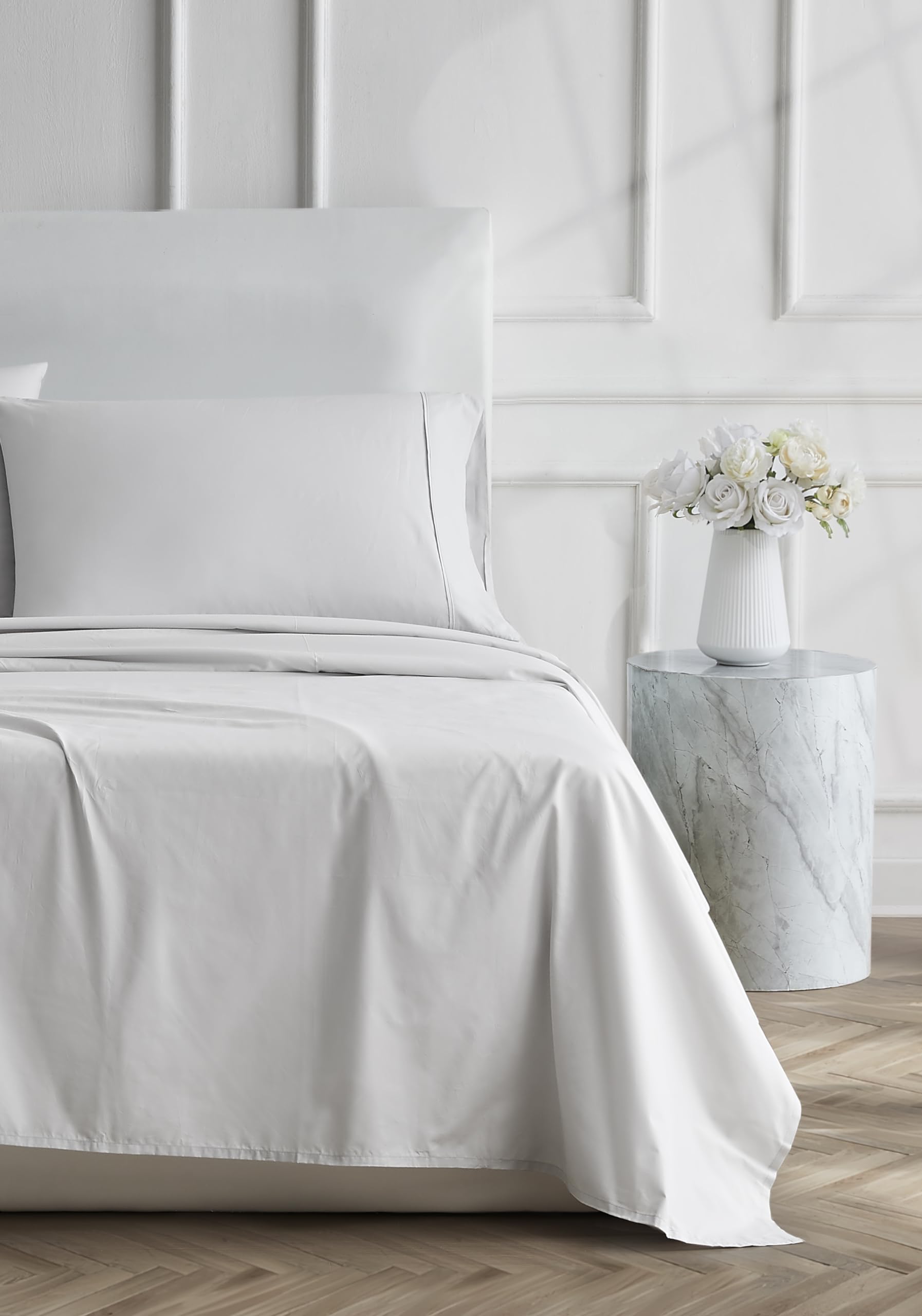 Linen Closet Ultimate Percale Light Gray King Set Sheet 4 Piece Set