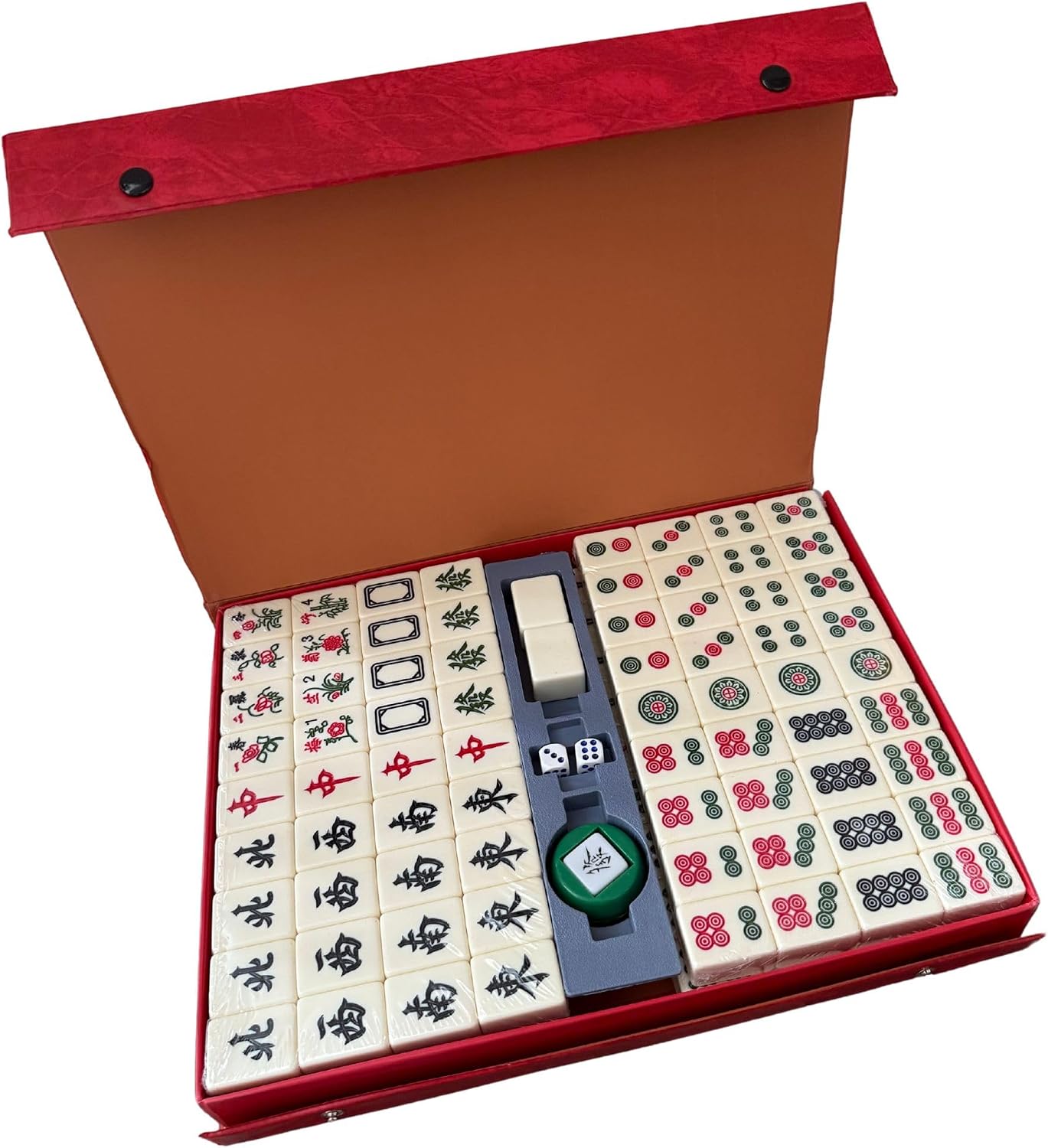 Traditional Chinese Mahjong Game Set 144 + 2 Spares Color Tiles (Ivory)