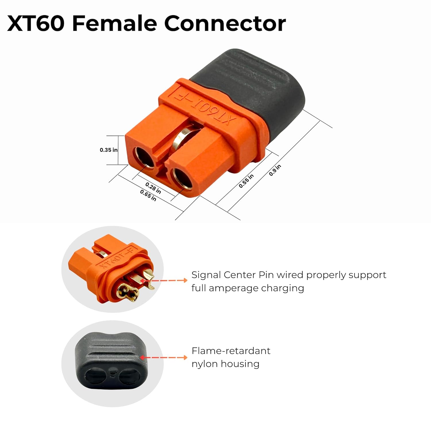 XT60i to O Ring Terminal Cable, 15FT 10AWG Silicone Wire Battery Cable for Inverters Solar Generators & Portable Power Stations
