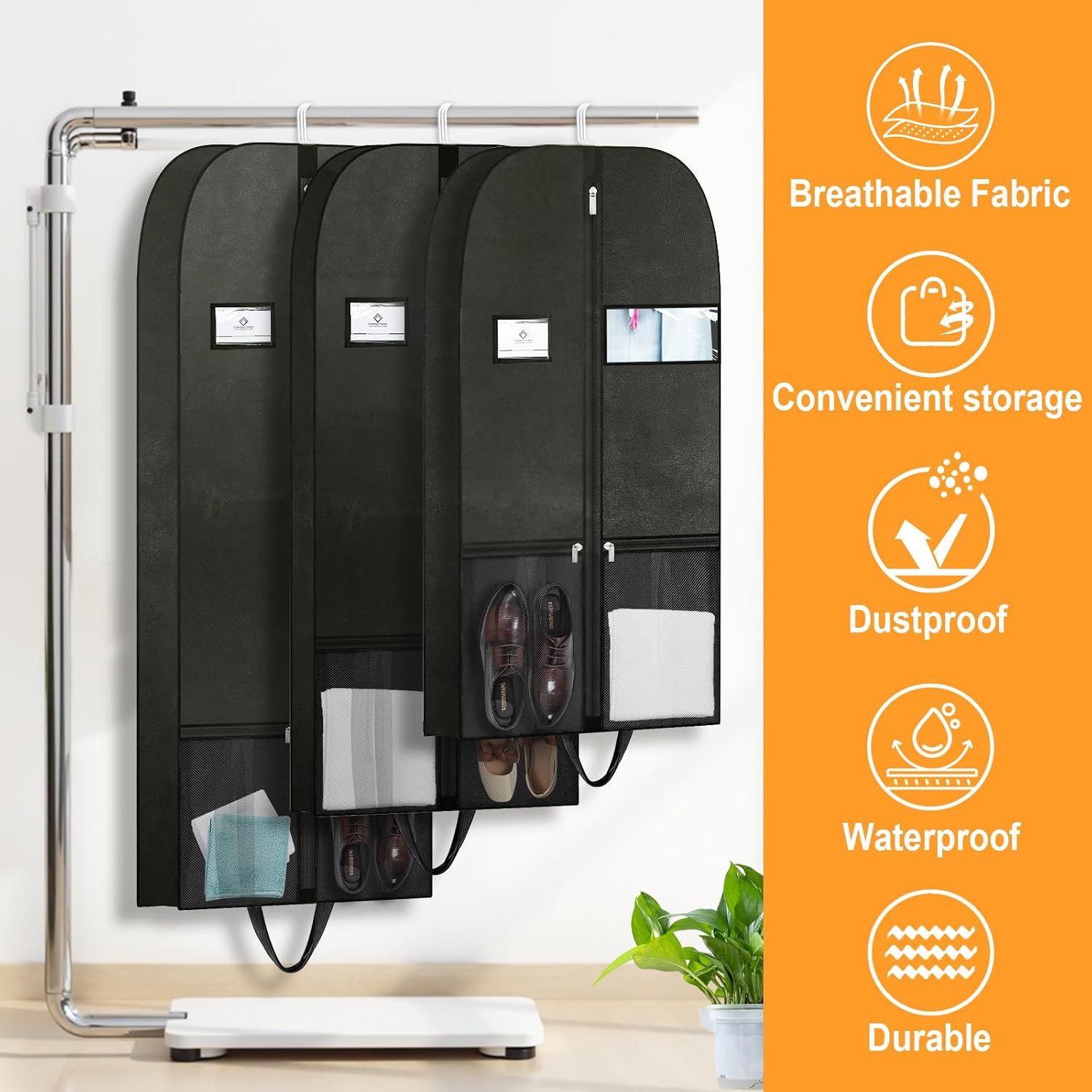Long Garment Bag 60'' for Womens Dress Long Gowns Hanging Clothes