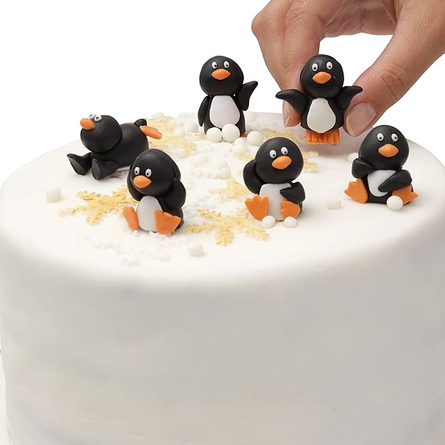 Cake Toppers Merry Christmas Cake Decoration Pieces Cupcake Toppers Multi Purpose Decoration(6pc Mini Penguin)