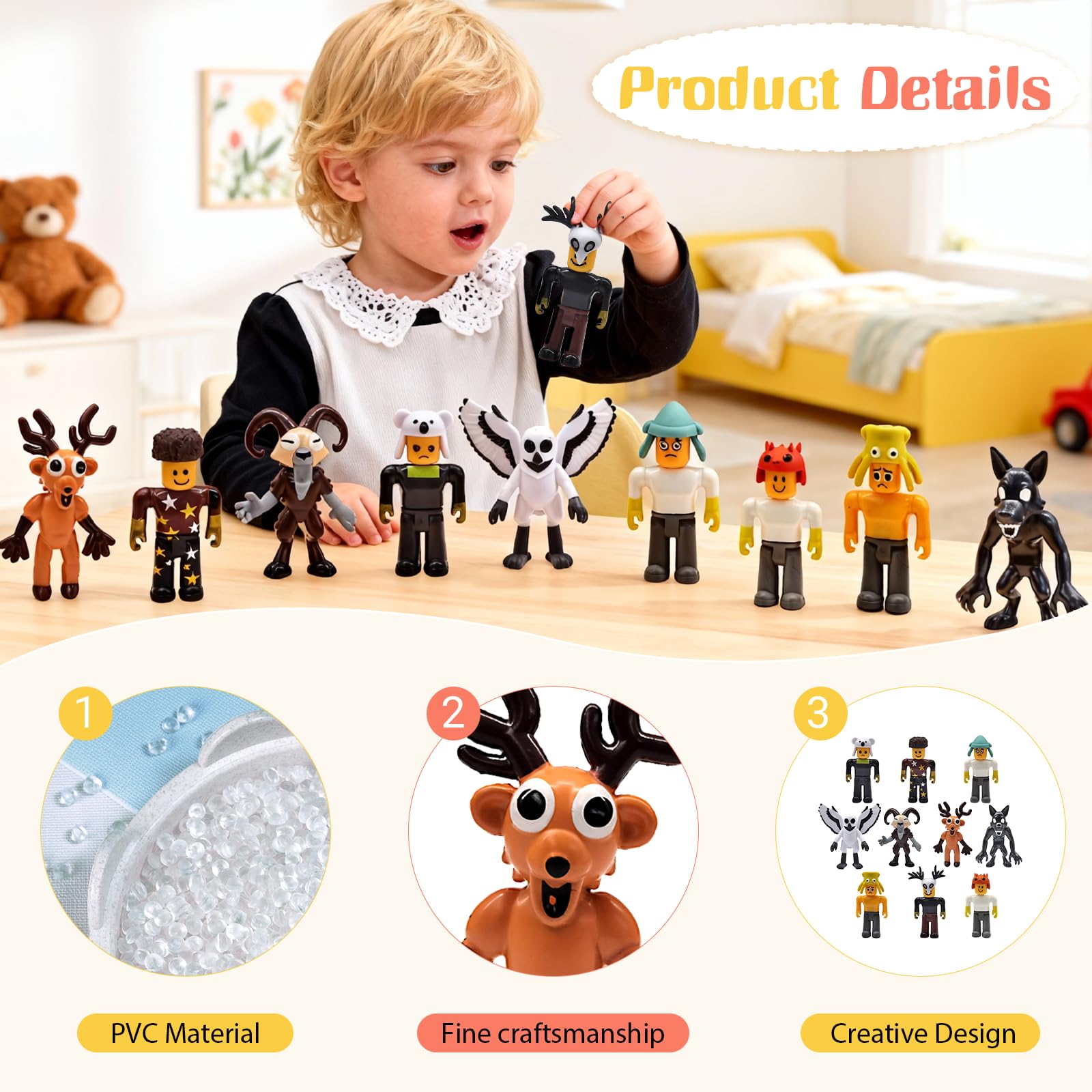 99 Nights In The Forest Figures, 10PCS 99 Nights in the Forest Toys Set, 3 Inch Game Characters Doll with Deer Owl Ram Design - Image 3