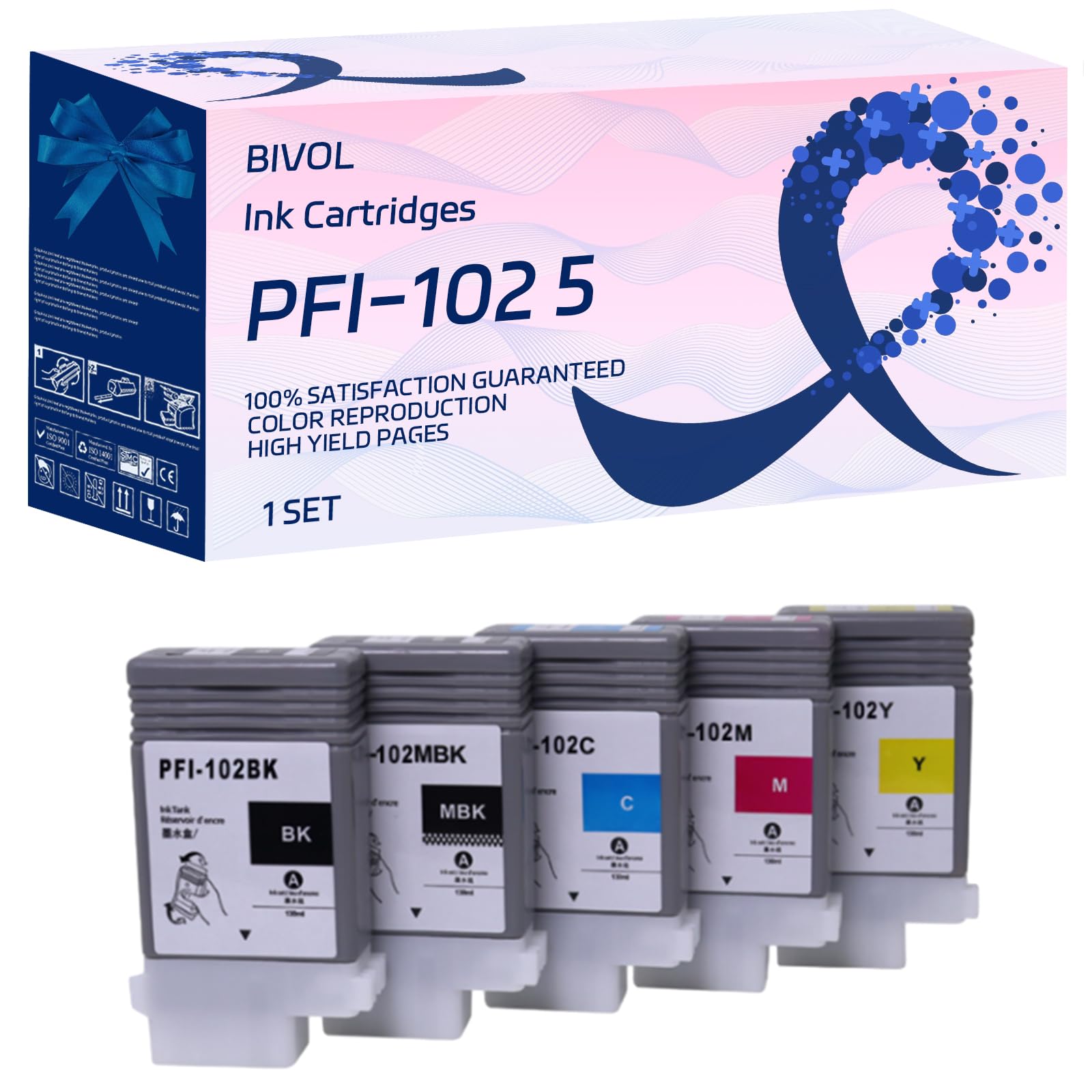 Amazon.com: BIVOL PFI-102 5 Pack Ink Cartridges Compatible for