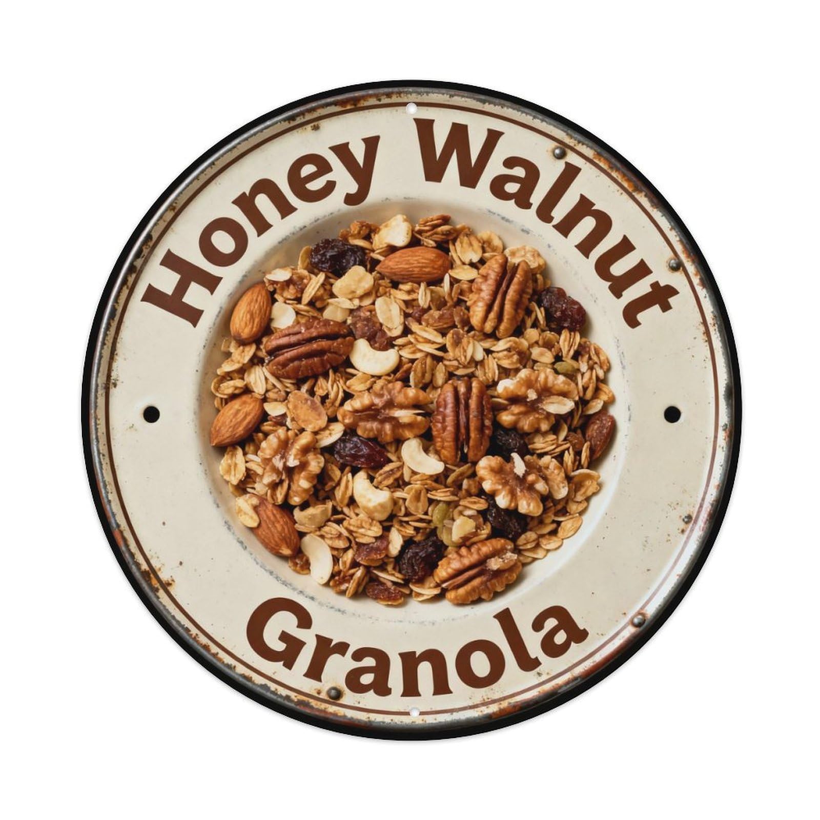 Honey Walnut Granola Metal Tin Sign Plaque