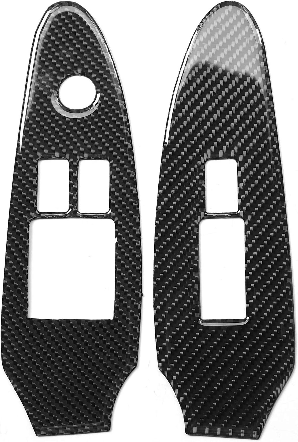 4pcs Real Carbon Fiber Interior Door Window Lift Switch Button Panel Decorative Frame Cover Trim Stickers Fit for 370Z Z34 2009‑2020 (Left-Hand Drive-LHD)