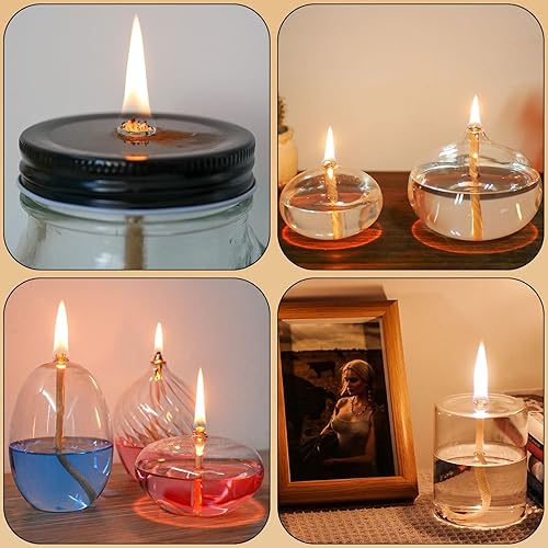 Miniatura 8 de 5 piezas de soporte de tubo de vidrio de repuesto de mechas de algodón con soporte de tubo de vidrio y embudo de lubricación para lámpara de aceite