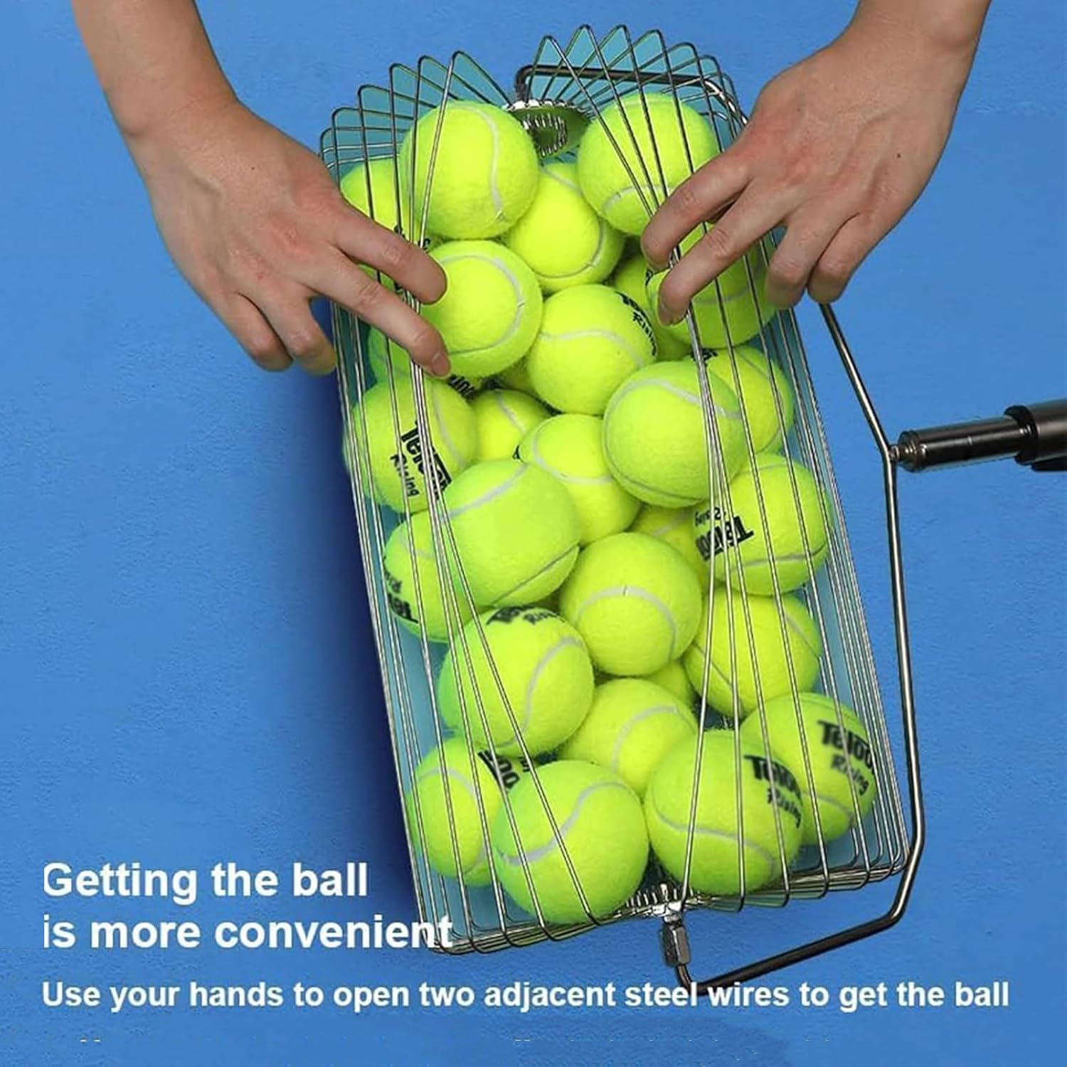 Telescopic Tennis Ball Collector - Holds 65 Balls, Perfect for Table Tennis & Tennis, Effortless Retrieval Tool for Players, Coaches & Families