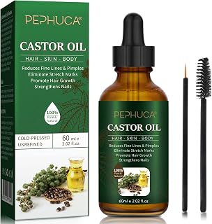 Yecuce Castor Oil for Hair Growth,Organic One Single Ingredient Cold Pressed Castor Oil,Stimulate Thicker Fuller Hair Eyelashes Eyebrows Growth Serum,Scalp Face Body Skin Nail Moisturizer for Unisex