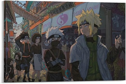Amazon Co Jp Naruto ナルト ミナト班アニメキャンバスアートポスター寝室リビングルームオフィス壁装飾ポスター家の装飾絵画24x36inch 60x90cm ホーム キッチン
