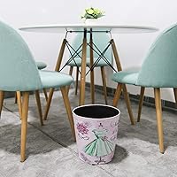 Vista 5 de Cubo de basura de 2.64 galones, cesta de basura decorativa, cesta de papel de piel sintética, bote de basura impermeable para baño, dormitorio