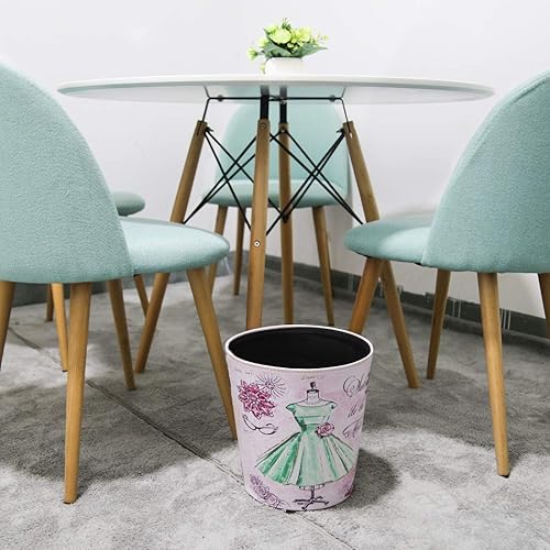 Miniatura 5 de Scakbyer Cubo de basura de 2.64 galones, cesta de basura decorativa, cesta de papel de piel sintética, bote de basura impermeable para baño,