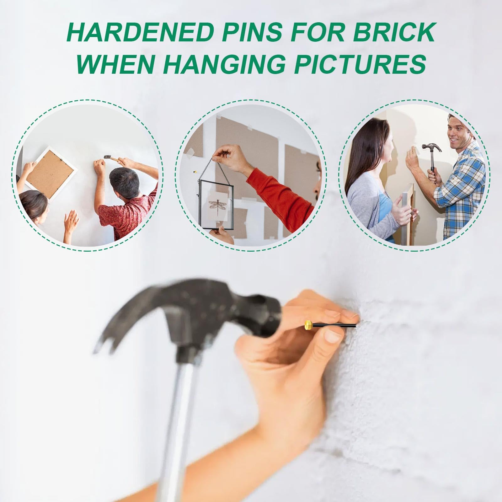 75pcs Picture Hanging Nails Pins Brass Head Wall Masonry Picture Hook Nails Pins with Plastic Storage Box for Hanging Photo Frame - Image 4