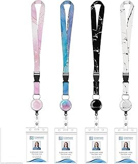 LimCryspp 4 Pack, Retractable Cruise Lanyard with Waterproof ID Badge Reel Holder, Adjustable Nautical Carnival Set with D...