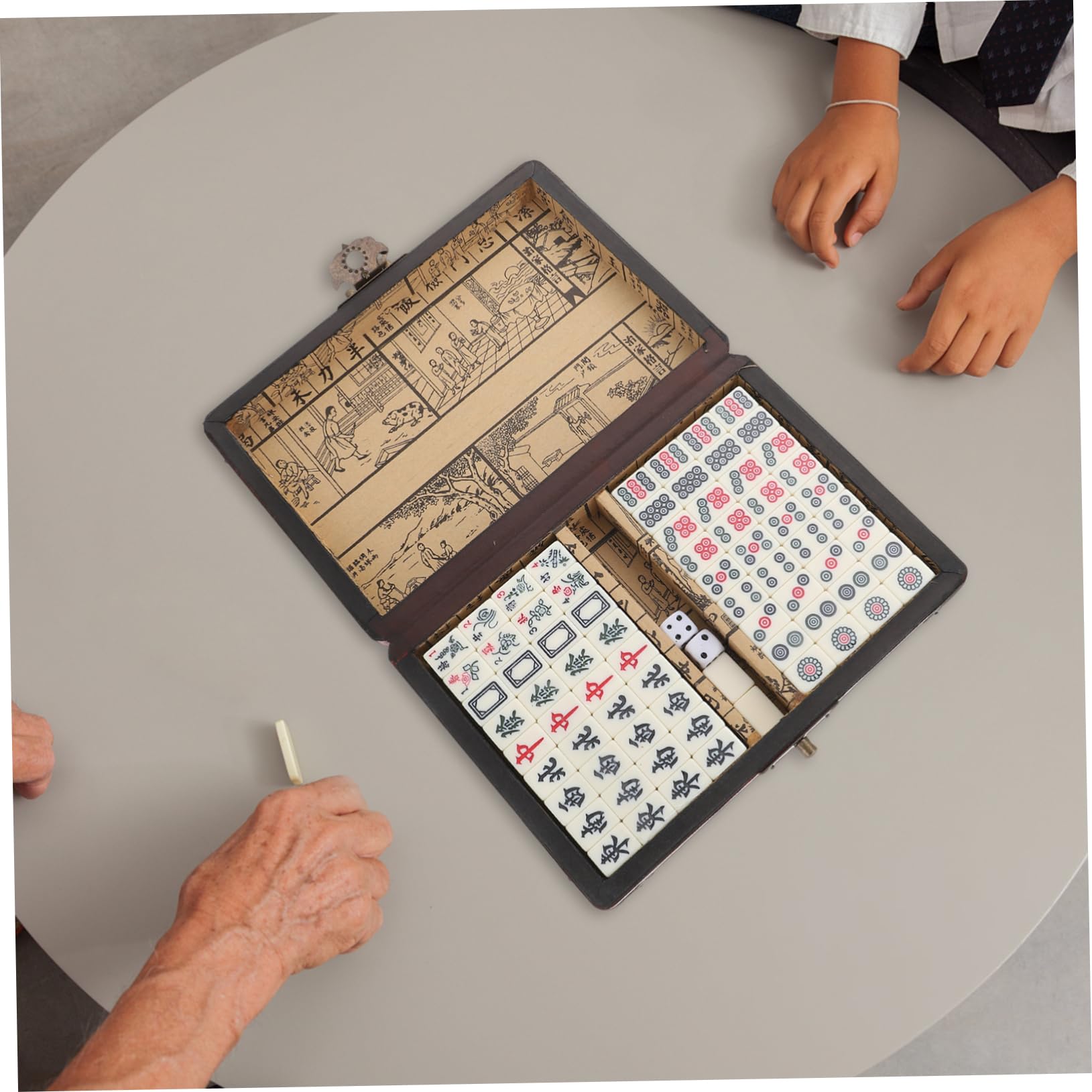 TOYANDONA Jeu de Mahjong Portable Chinois Kit de Jeu pour Maison et Voyages Livré avec Boîte de Transport