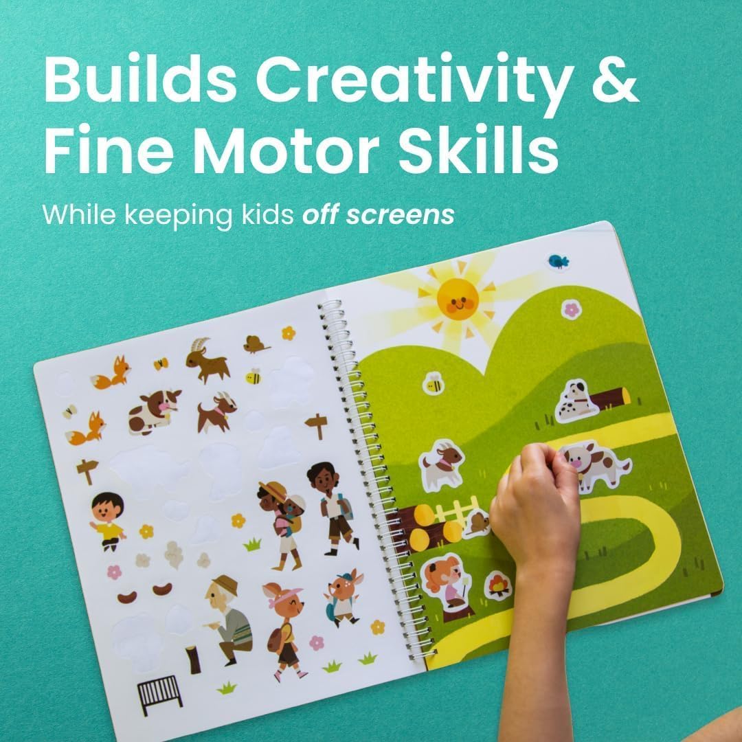 Together with You 500+ Sticker Book by Cupkin Fun Toddler Travel Activity Coloring and Sticker Book, 12 Coloring Pages 12 Side by Side Scenes for Children's of 2-8 Years, Valentines Gifts for Kids - Image 3