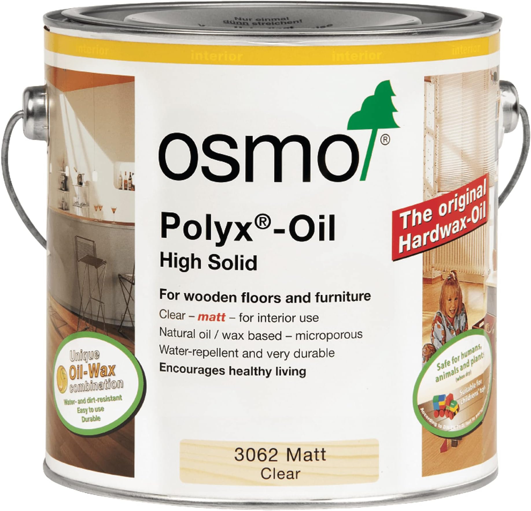 Polyx®-Oil - Hard Wax Oil 3062, Clear Matt, 0.375L - Durable for Furniture, Water-Resistant Floor Wax, Wood Treatment & Wood Finish - Ideal for Oak, Pine, Spruce, Beech & More