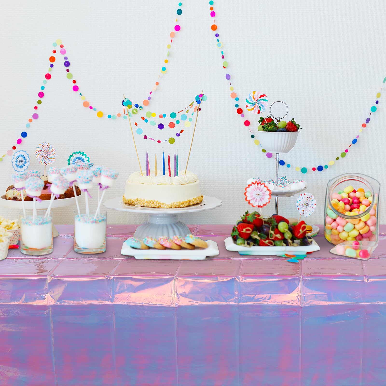 NiHome Lot De 4 Nappes Rectangulaires En Plastique Irisé Holographique Métallique Brillant Au Laser Pour Décoration De Table De Fête Vêtements Réutilisables Pour Anniversaire Mariage Noël 137 X 270 Cm