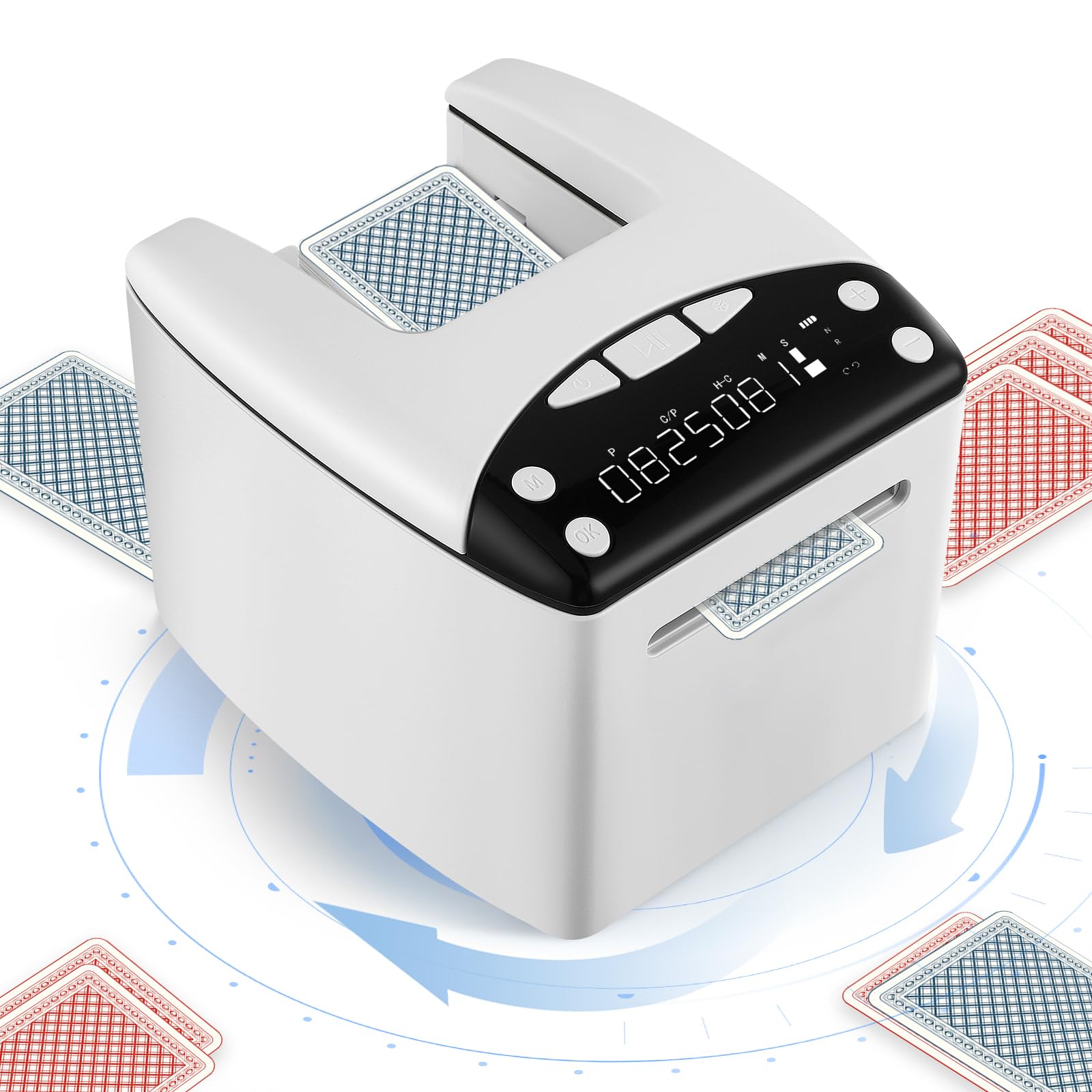 Repartidor Automático de Cartas para 8 Jugadores, 360° Rotación, Batería Recargable 4000mAh, Repartidor de Cartas para UNO, Poker, Monopoly Deal, Bycicle y Maverick