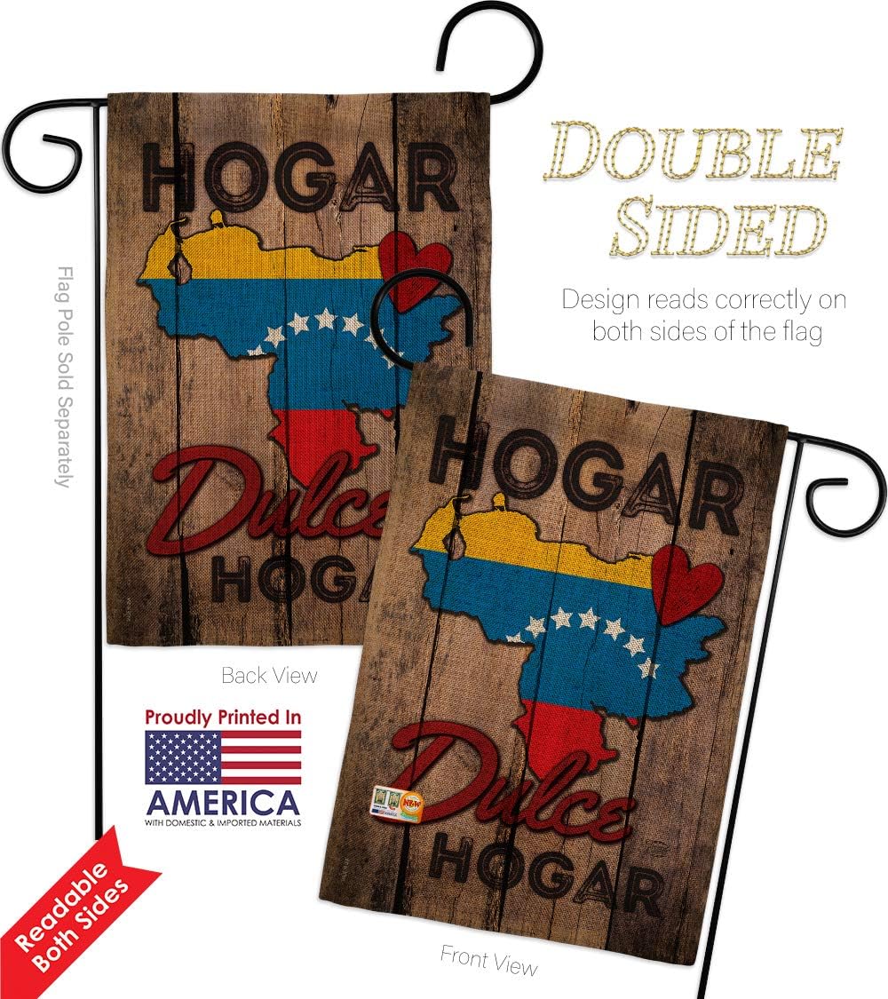 Country Venezuela Hogar Dulce Garden Flag Set with Stand Regional Nation International World Particular Area Small Decorative Gift Yard House Banner Double-Sided Made In USA 13 X 18.5