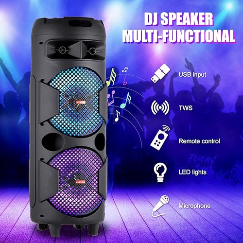 Miniatura 5 de ROXAAN - Sistema de altavoces PA TWS, máquina de karaoke con micrófono con cable, altavoz Bluetooth inalámbrico con control remoto para eventos de