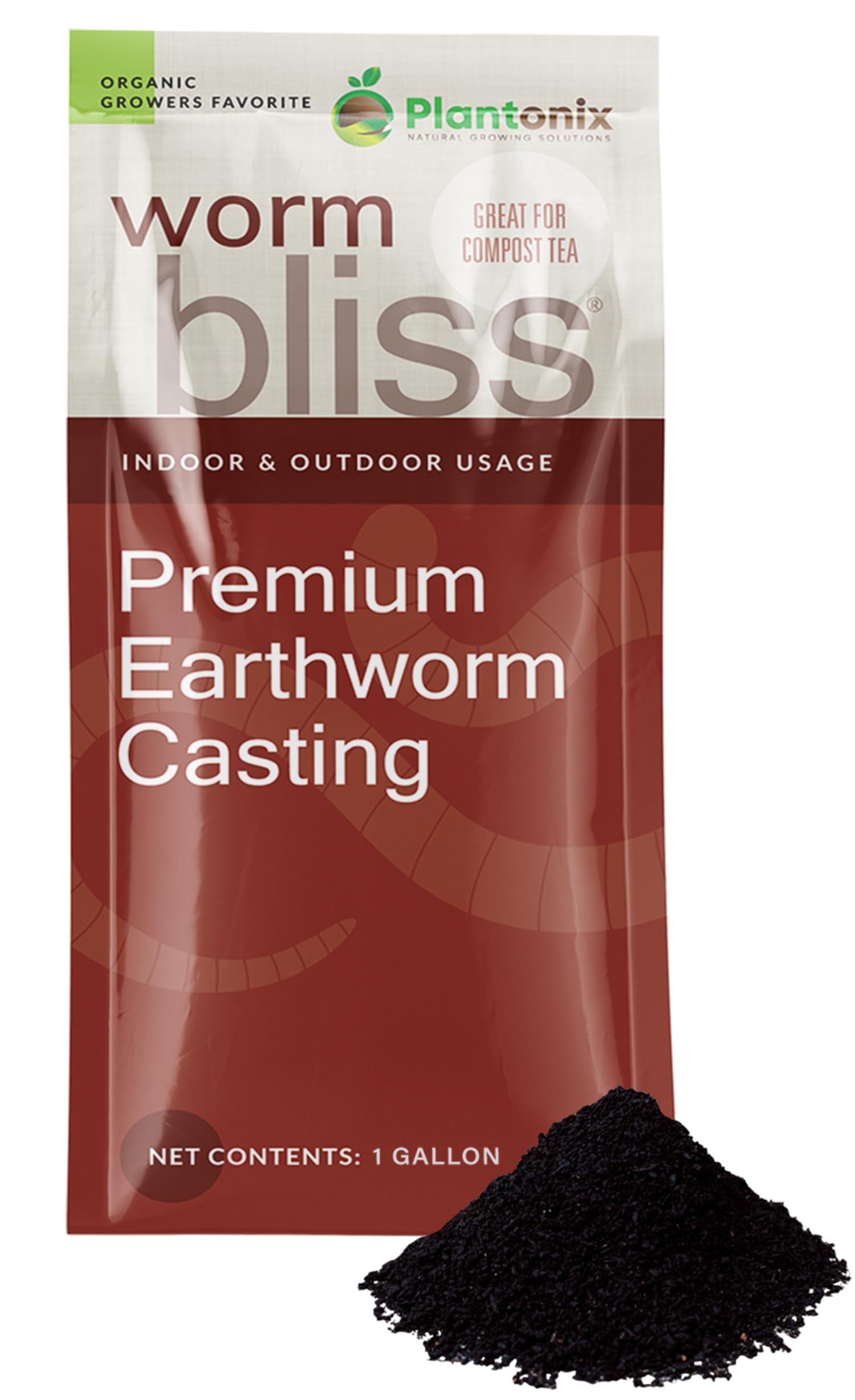 Worm Bliss (1 Gallon) - Organic Worm Castings for Plants - OMRI-Listed Earthworm Castings Worm Fertilizer - Worm Castings Organic Fertilizer for Plants, Potting Soil, Garden Soil, & Seed Starter Soil