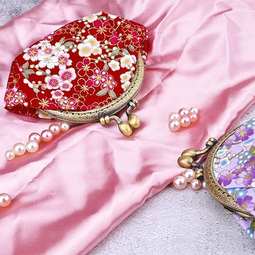 Miniatura 3 de Oyachic Monedero, monedero con cambio floral, bolsa vintage para monedas, pequeña cartera con cierre de cierre de beso para mujeres y niñas
