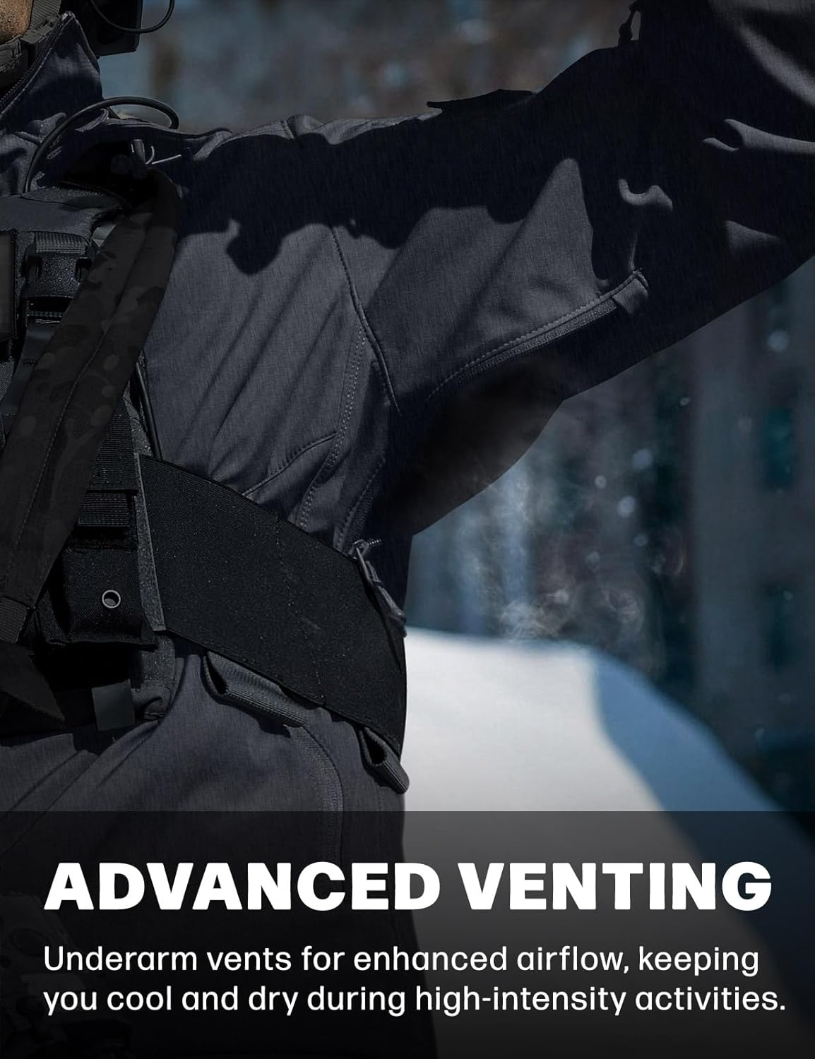 CQR Men's Tactical Softshell Jacket, Winter Warm Fleece Lined Coat, Water Resistant Outdoor Hunting Hiking Rain Windbreaker - Image 5