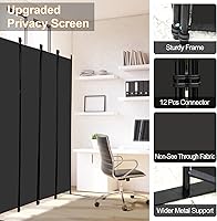 Vista 5 de MAYOLIAH Divisor de habitación de 4 paneles de 6 pies de alto, plegables, separadores de privacidad para pared interior, separador de habitación