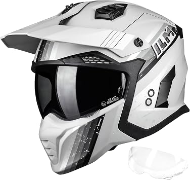 ILM Open Face Motorcycle 3/4 Half Helmet DOT ECE for Adult with Tinted Clear Visor Moped ATV Cruiser Electric Scooter Model HS711Silver Gray,XL