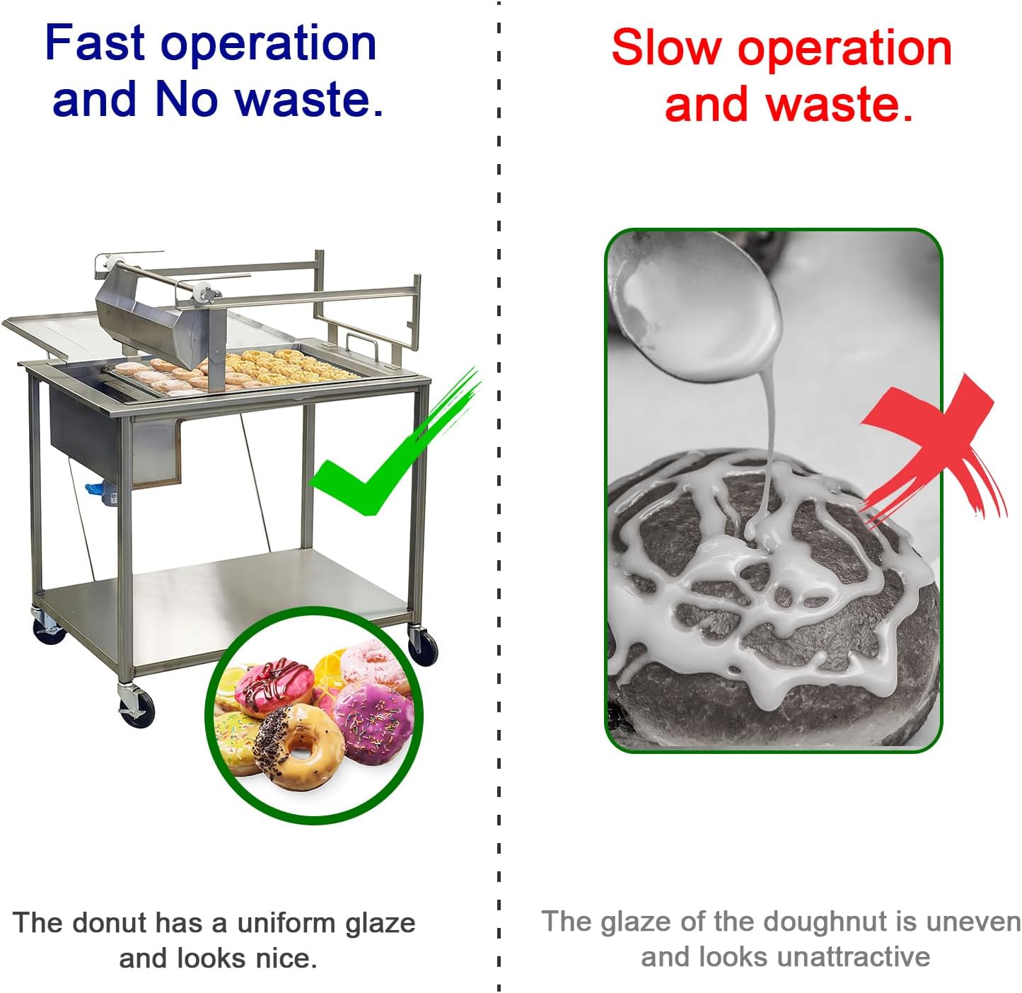 Kolice Doughnut glaze machine, Stainless Steel Donut Glazing, Donut Decorating Machine, doughnut glaze, Commercial Glazing Dipper for Donut Shops and Bakeries