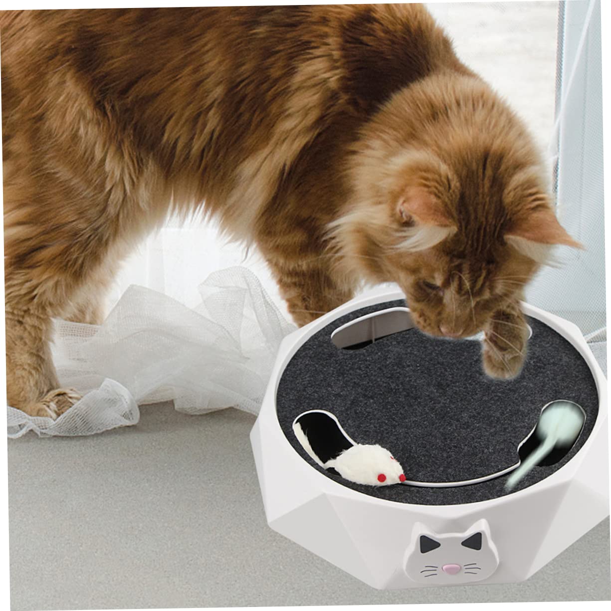 SUPVOX Souris Électronique Interactive pour Chat, Jouet Cache-Cache Blanc | Abs, Fonctionne 3 Piles Aa, Format Portable, Expérience de Chasse Simulée