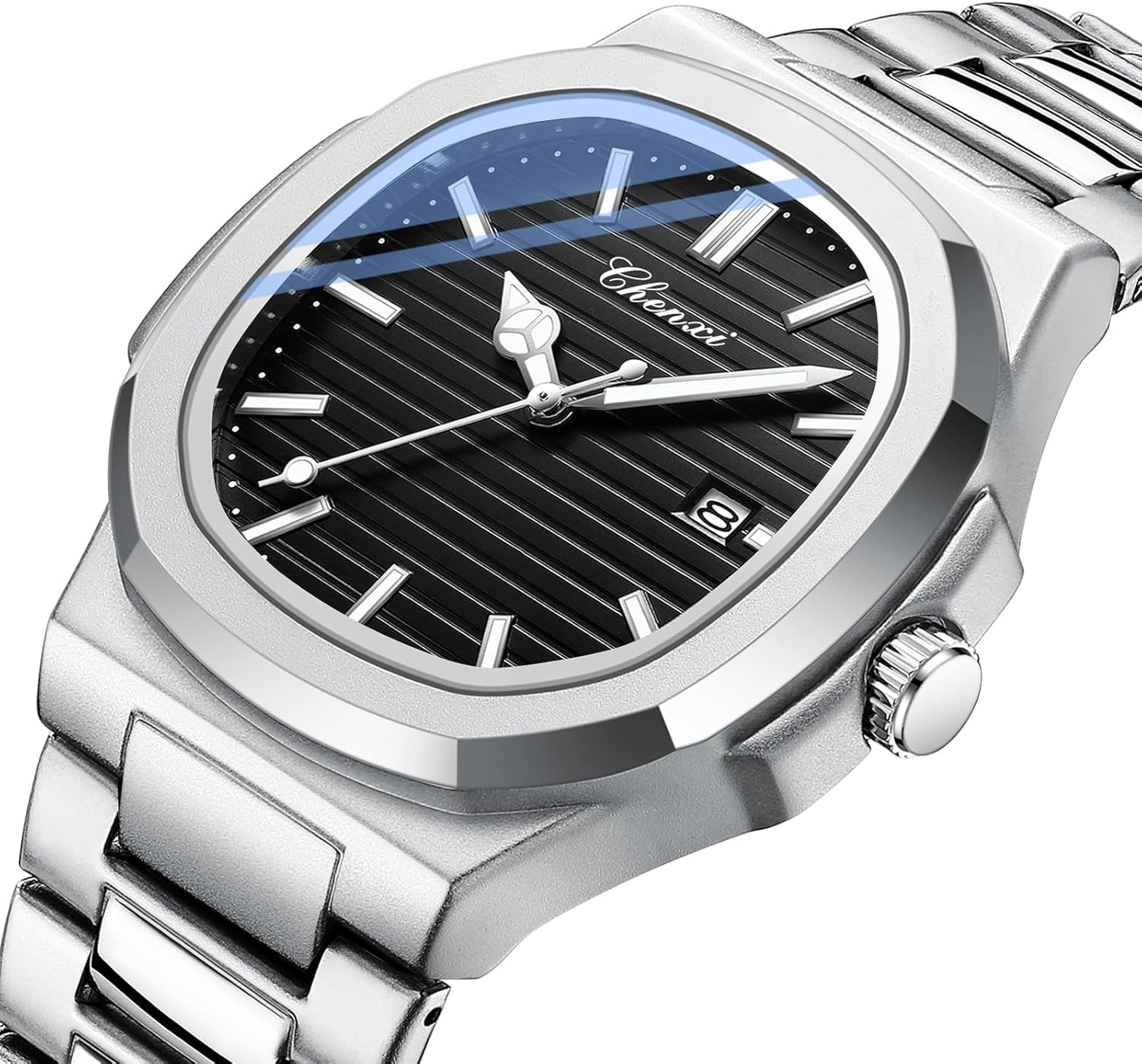 Men's Luxury Stainless Steel Watch - Retro Elegant Analog Quartz Watch with Luminous Hands, Date Window, and Waterproof Design - Perfect for Business, Casual, and Gift Occasions