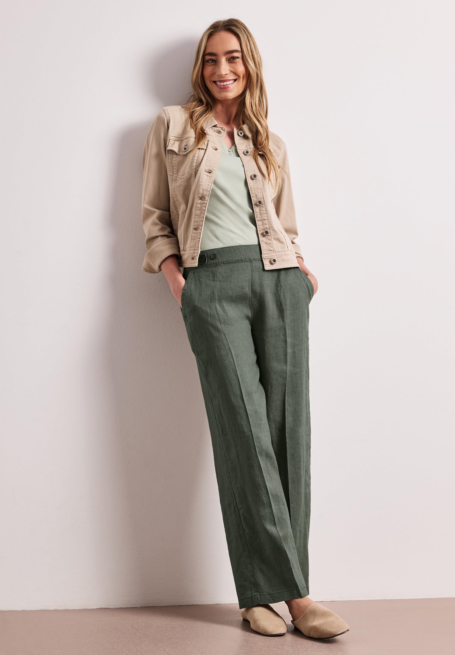 Street One - 3716896, Pantaloni in Lino con Bottoni Donna