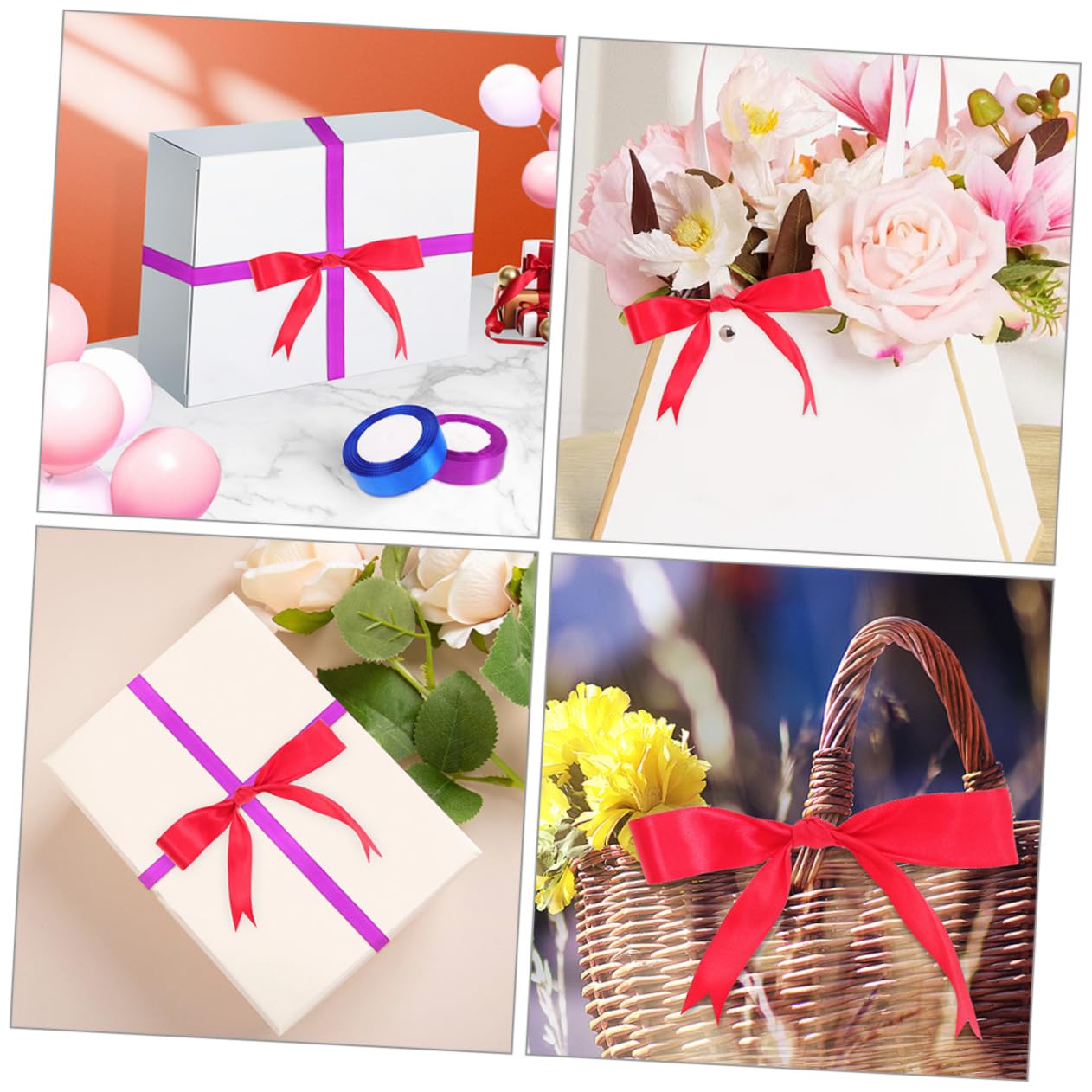 DOITOOL 12rollen Farbige Geschenkbänder für Bastelarbeiten Dekorative Verpackungsbänder Geschenkbänder zum Verpacken von Blumen Zufällige Farbe