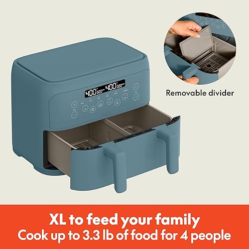 Miniatura 2 de bella Freidora de aire TriZone de 4 cuartos de galón, revestimiento antiadherente de cerámica EverGood, diseño de cesta doble con divisor extraíble,