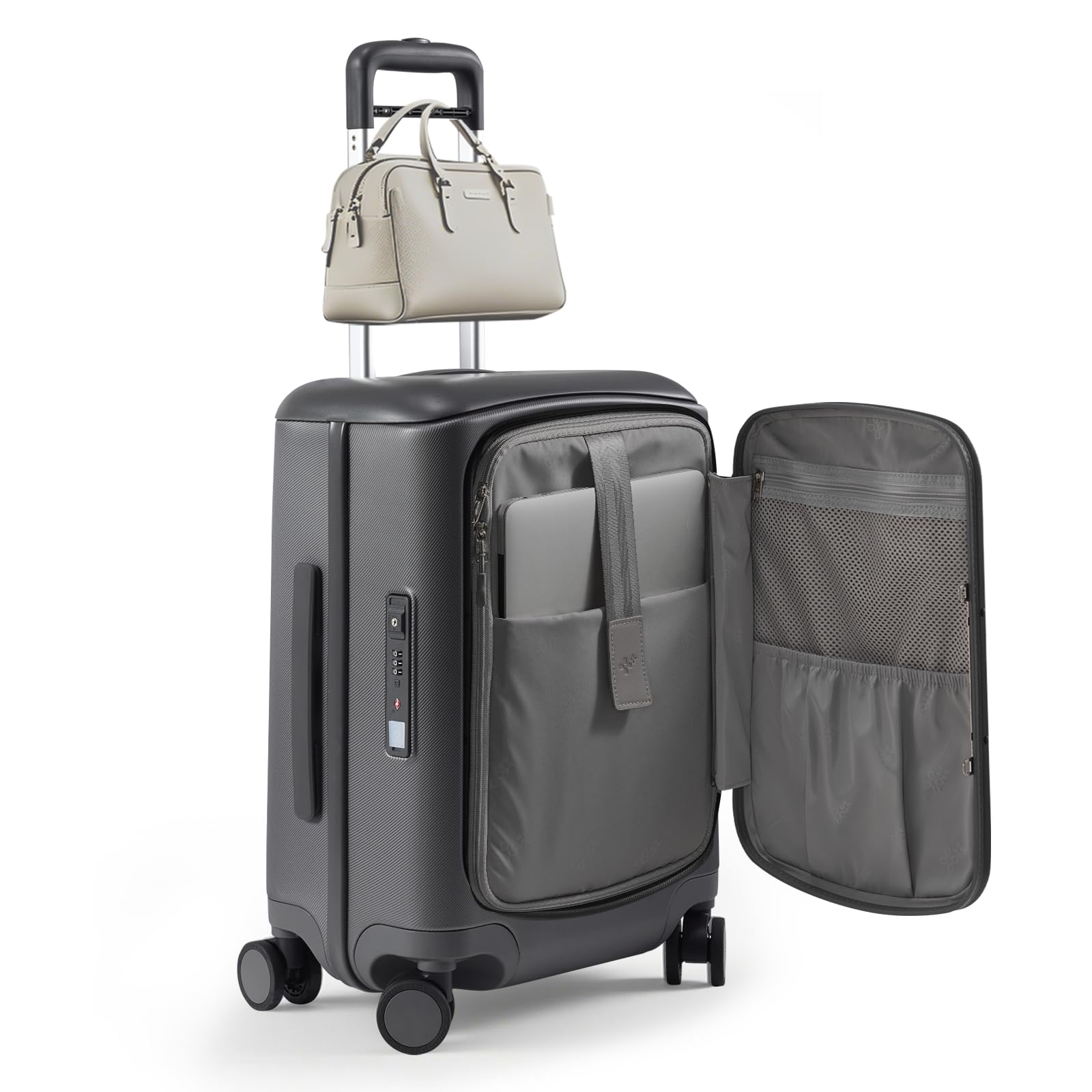 Photo 1 of MULTICARRY Hang Safe Carry On Luggage,22x14x9 Airline Approved Rolling Suitcase with Spinner Wheels,Bussiness Hard Shell Luggage with TSA Lock&USB Port for Travel,Zipperless,Lightweight,Grey