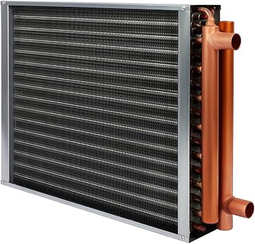 16x18 Heat Exchanger Water To Air , Forced Air Heating with 1" Copper Ports Hot Water Coil for Outdoor Wood Furnaces, Residential Heating