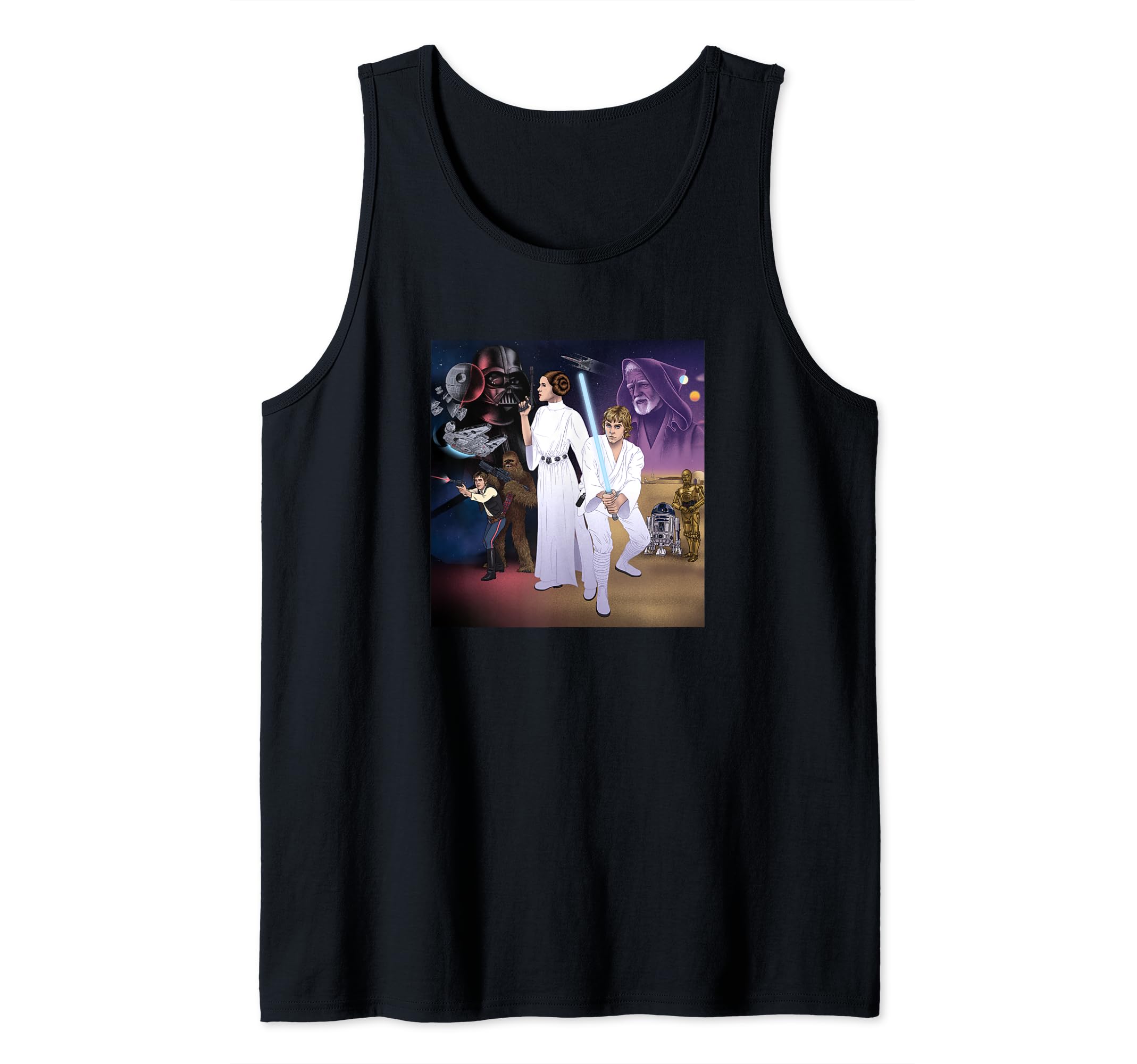 Star Wars: A New Hope Exclusive Group Illustration Tank Top, Black