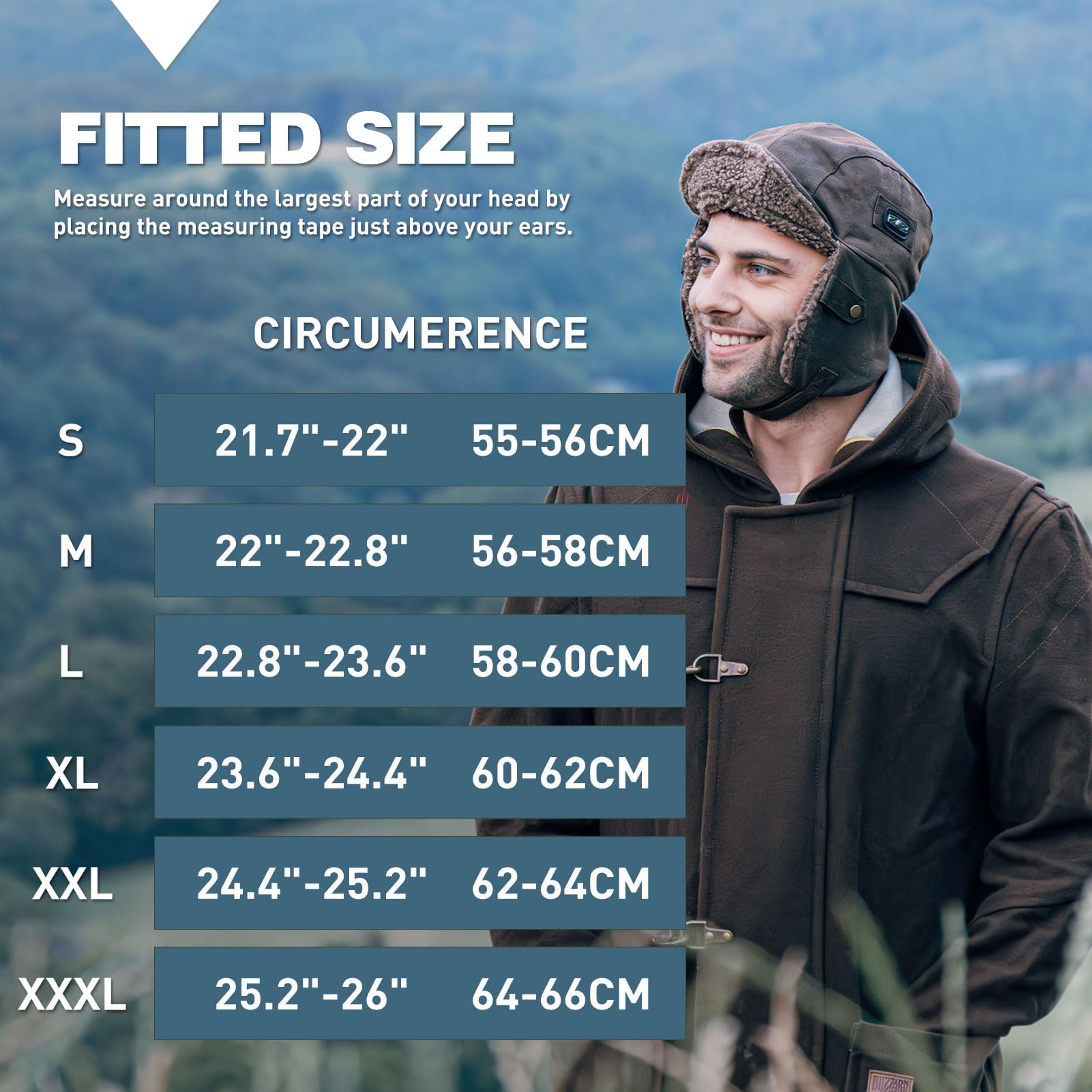 TOP-EX Gorro de invierno impermeable, gorra de piloto de aviador con orejeras resistentes al viento, gorra con forro polar cálido para actividades al aire libre frías y húmedas, 55-66 cm