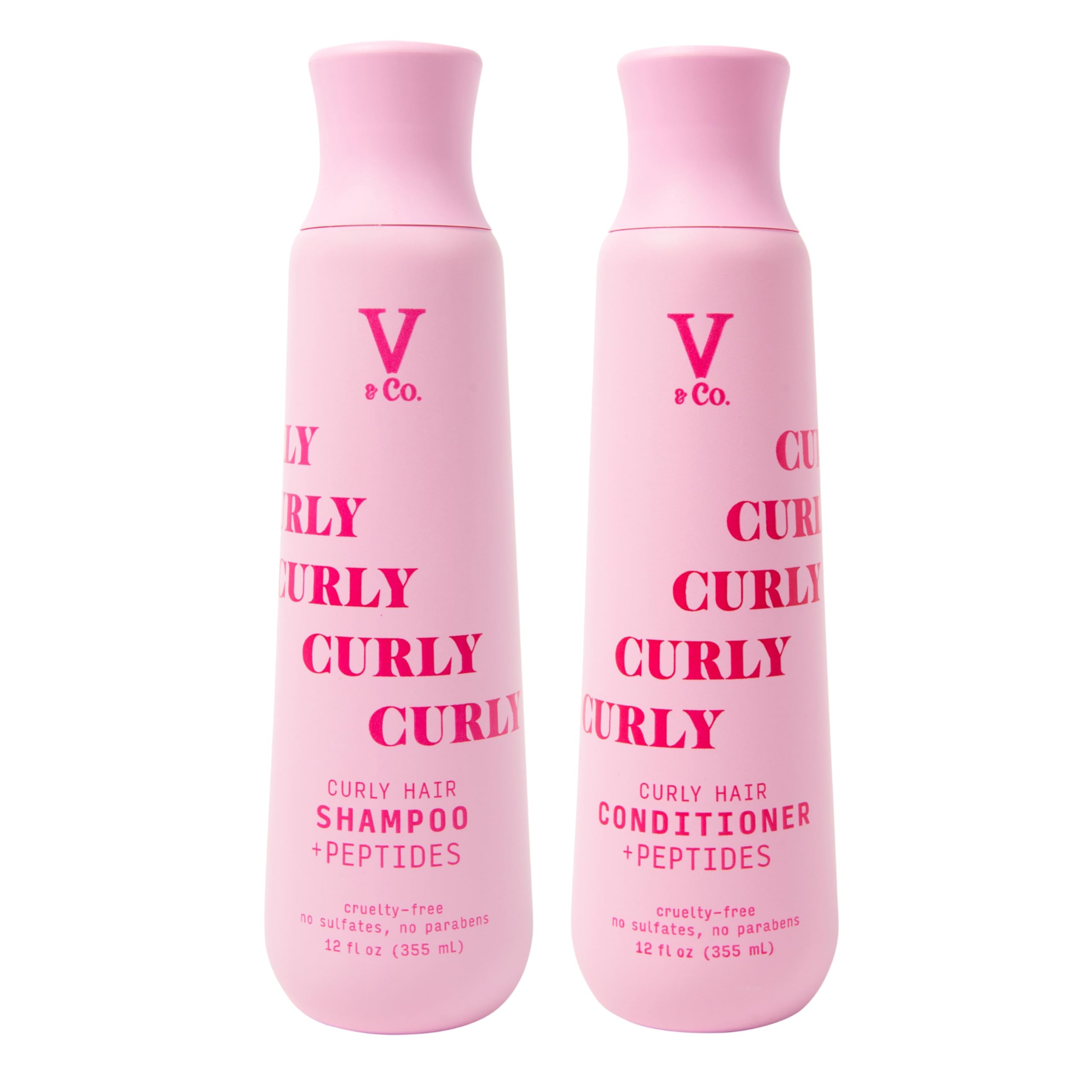 Beauty Curly Hair Shampoo & Conditioner Set (12 Oz. Each) with Peptide Technology, Enhances Curl Definition, Sulfate Free Conditioner and Shampoo for Naturally Curly Hair, Gentle, Color Safe