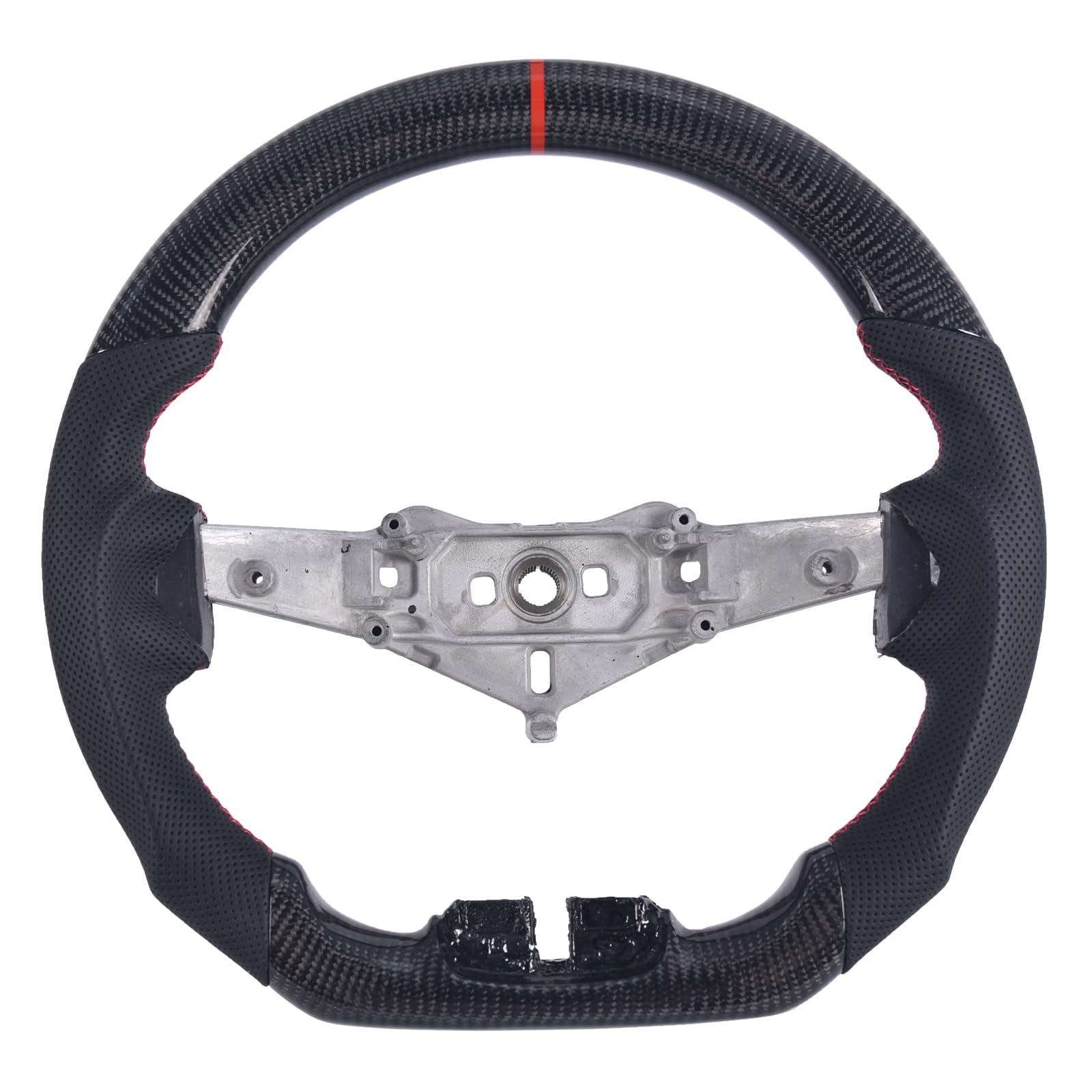 Carbon Fiber Steering Wheel for Jeep Wrangler JK 2-Door/JKU 4-Door 2011-2017, D-shaped Flat-bottom Perforated Leather Grip
