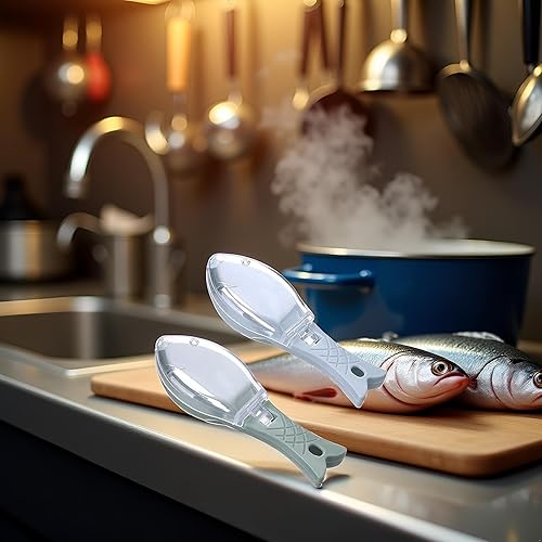 Miniatura 4 de 2 unidades de removedor de escamas de pescado, rallador de piel, cepillo, pelador de limpieza, raspador de herramientas de cocina, abridor para