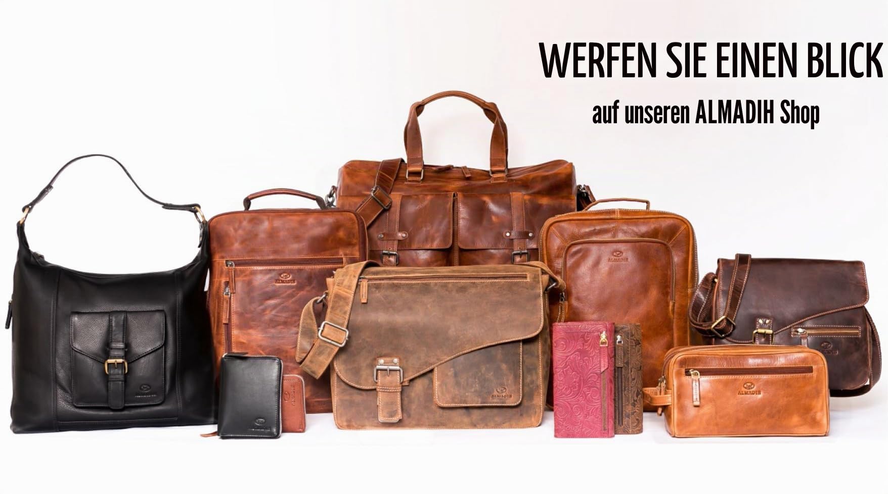 ALMADIH Leder Schreibmappe A5 Premium Rindsleder BV Ledermappe Mappe Organizer Aktenmappe Konferenzmappe Terminplaner Systemplaner Terminkalender Dokumentenmappe Planer vintage (Braun Antik)