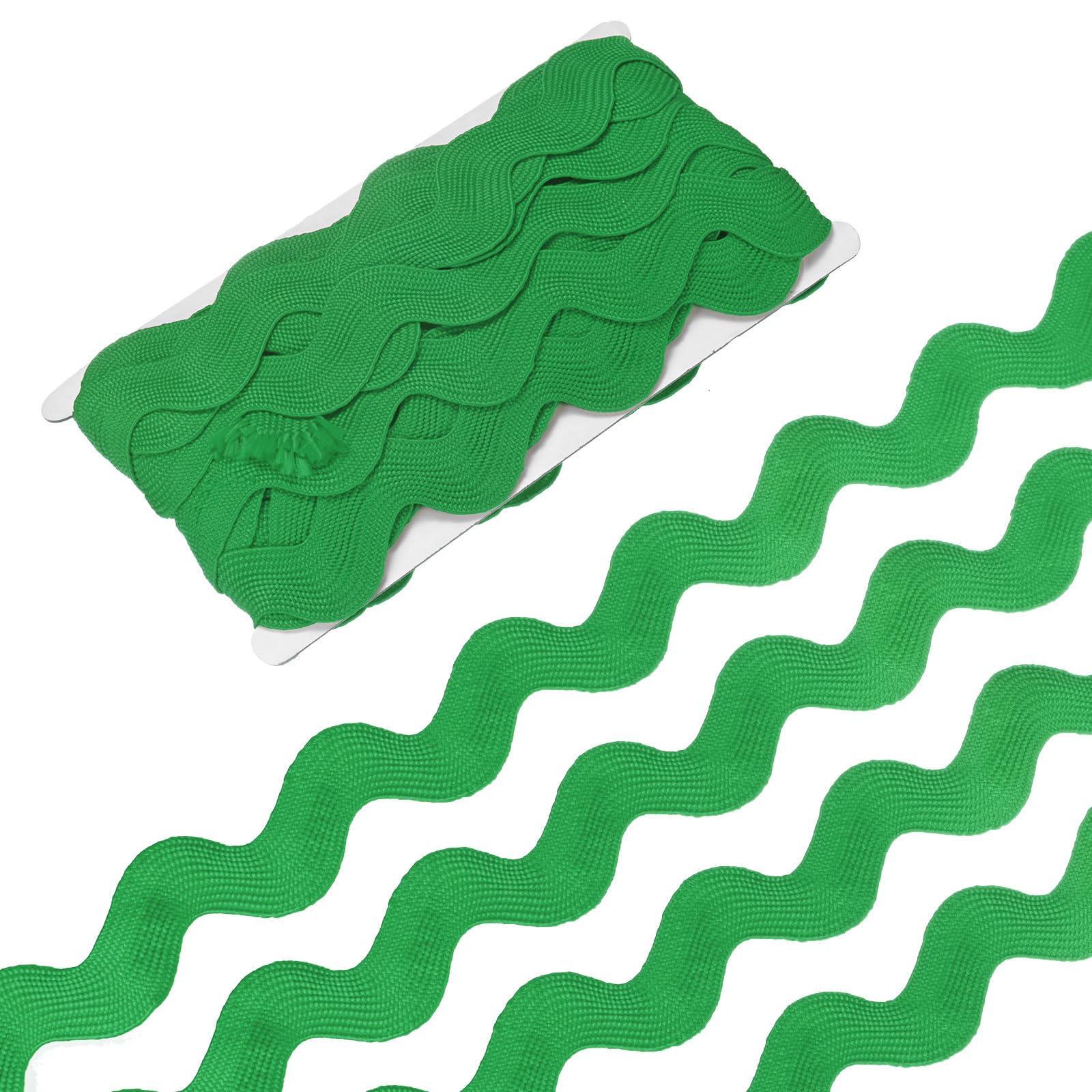 M METERXITY Rick Rack Trim, 10 Yard 25mm / 1 Inch Wave Bending Fringe Trimming Ribbon for Sewing/DIY Crafts/Clothes/Decoration, Polyester RIC Rac Trim [Green]
