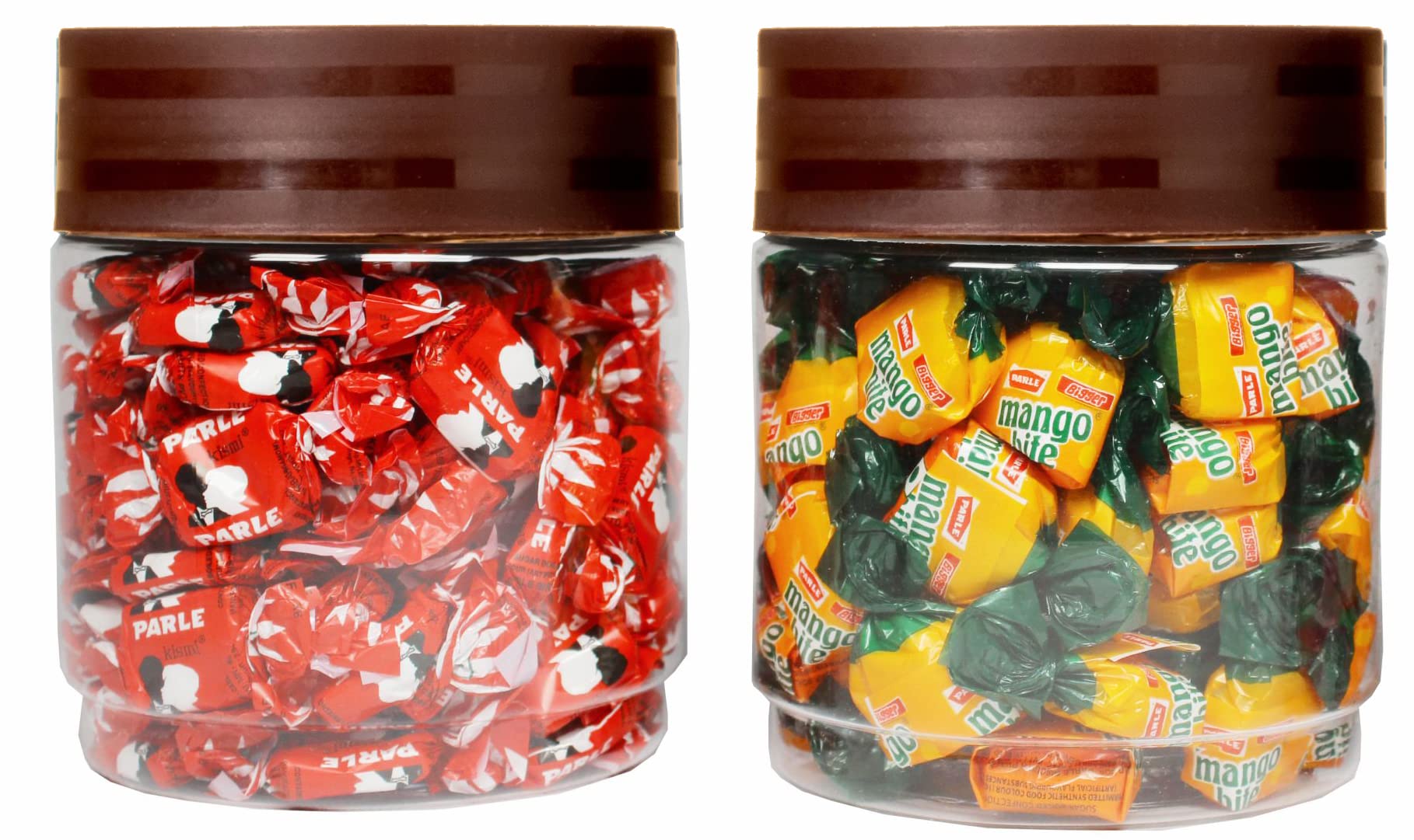 PEARLPET Modedge Plastic Jar Airtight Stackable Container for Kitchen Storage with Spoon, Set of 2 Pieces, Brown, 700 ML