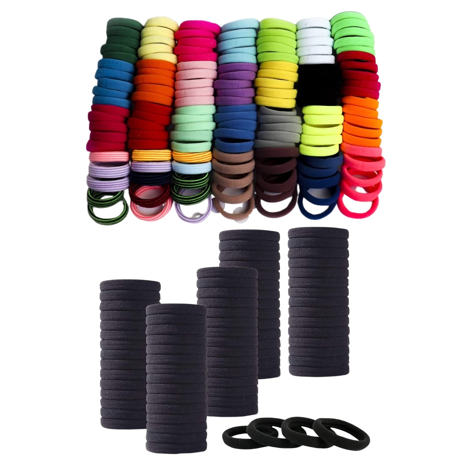 STROWBERRY Elastic Hair Ties For Girls | Soft Seamless Hair Rubber Bands | Ponytail Holders For Women | Strechable Hair Bands | Cotton Hair Elastic Rubber Bands | Tight, Non-slippery Bands